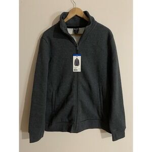 Bench Jacket Sweater Men's L Urbanwear Full Zip Wicking Knit Mock Neck Gray